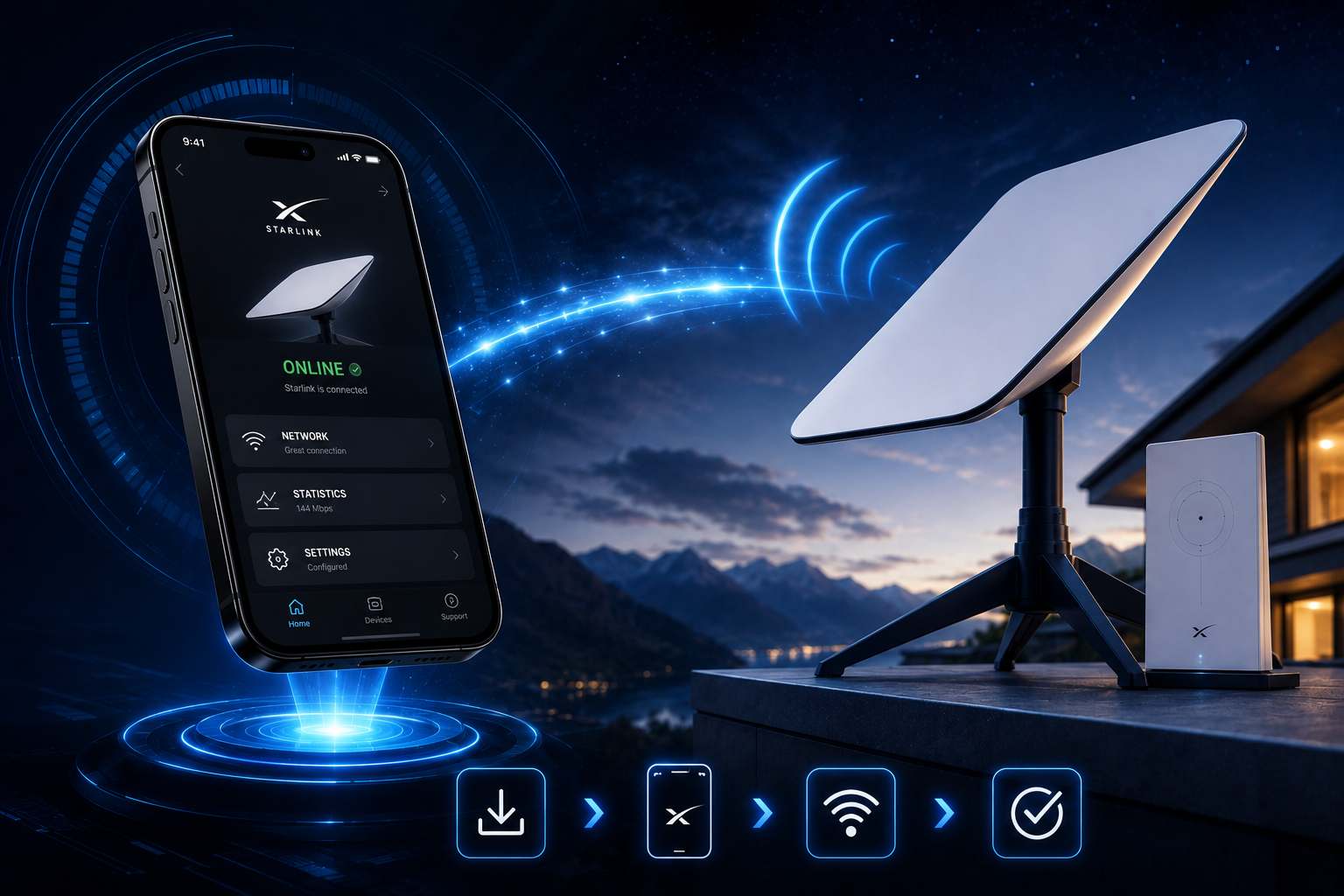 cài đặt thiết bị Starlink