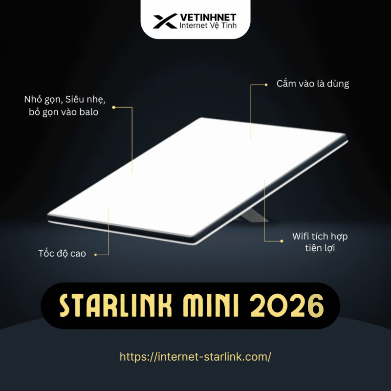 Bộ Starlink Mini Di Động Model 2026 – Internet Vệ Tinh Di Chuyển Tốc Độ Cao